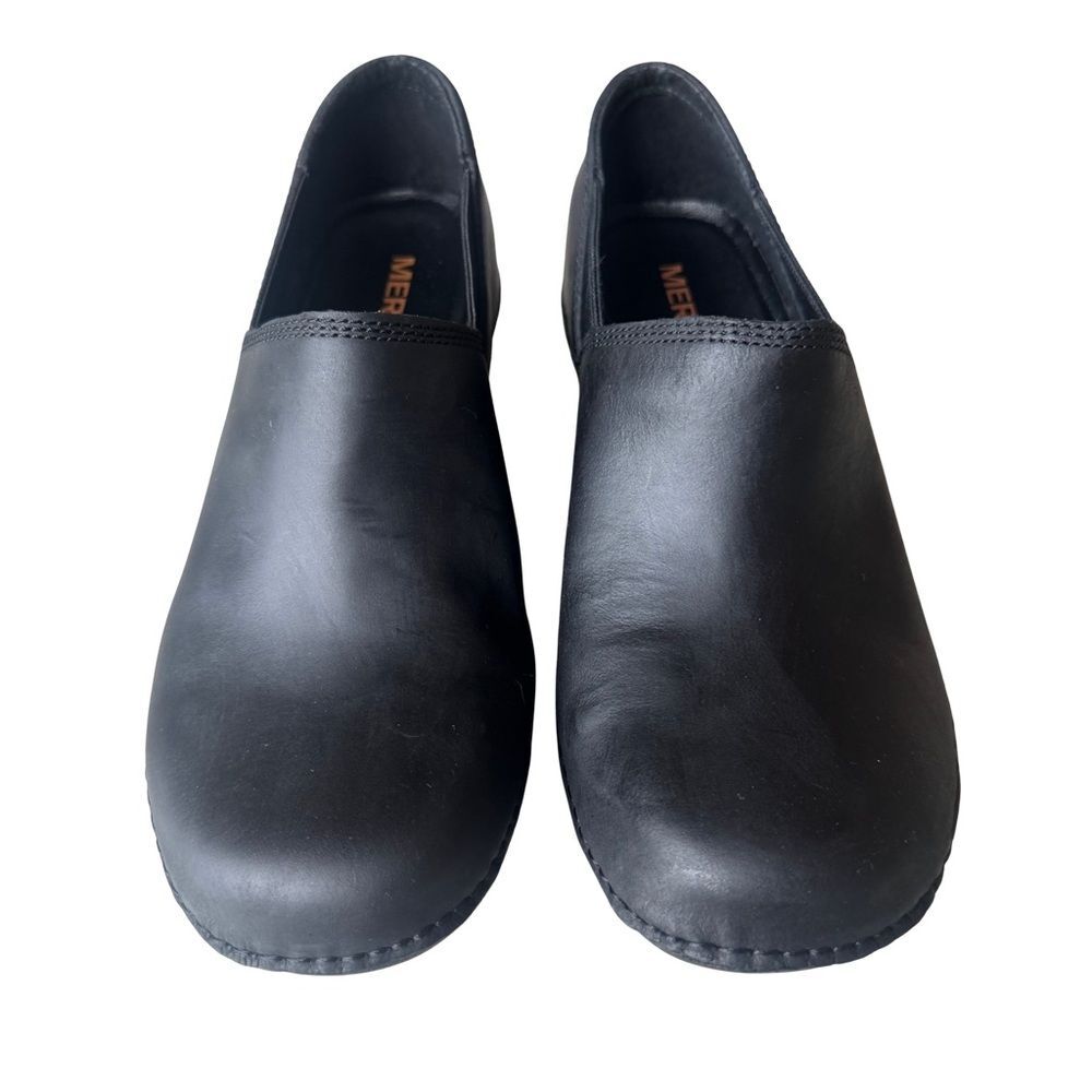 Merrell Encore Nova 4 Black Leather Slip On Nurse Work Comfort Clogs Women US 6